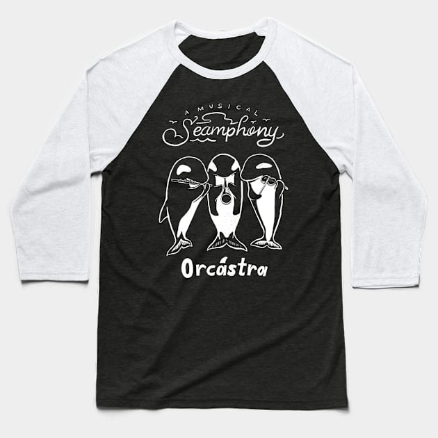 Orcastra Funny Whales Playing Music Baseball T-Shirt by ShirtHappens